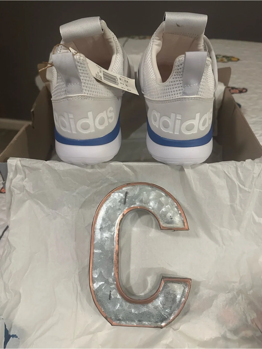 adidas White and Navy Athletic Sneakers